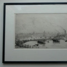 Load image into Gallery viewer, ORIGINAL ETCHING: William Lionel Wyllie (1851 – 1931)  IMAGINARY W.L. BRIDGE with St Paul's in the Distance
