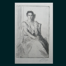 Load image into Gallery viewer, Anders Zorn (1860 - 1920). Rare Original Etching of Mrs Cleveland II (1899). Pencil Signed
