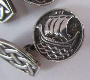 Vintage Scottish Silver Cufflinks. Signed John Hart with Viking and Celtic Patterns