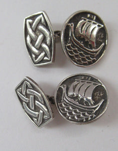 Vintage Scottish Silver Cufflinks. Signed John Hart with Viking and Celtic Patterns