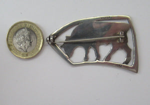 Early Ola Gorie 1960s Silver Brooch Burghead Bull Brooch