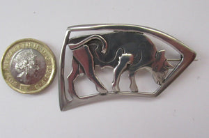 Early Ola Gorie 1960s Silver Brooch Burghead Bull Brooch