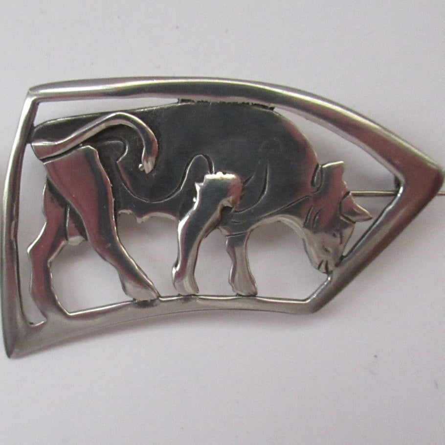 Early Ola Gorie 1960s Silver Brooch Burghead Bull Brooch