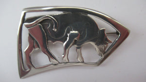 Early Ola Gorie 1960s Silver Brooch Burghead Bull Brooch