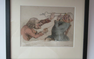 Rare GEORGIAN Antique Dental Print Entitled Anguish and Mirth. Dentist Undertaking a Tooth Extraction