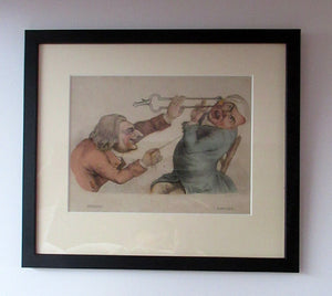 Rare GEORGIAN Antique Dental Print Entitled Anguish and Mirth. Dentist Undertaking a Tooth Extraction