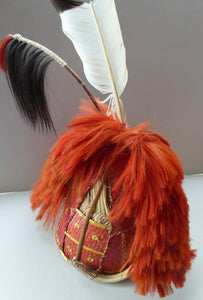 Vintage / Antique Nagaland Naga Woven Helmet Decorated with Goat Hair and Hide