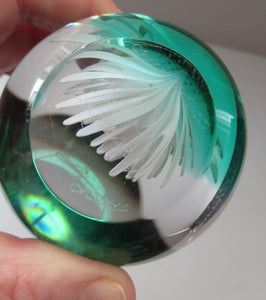 Scottish Paperweight Caithness Glass White Aster 1999