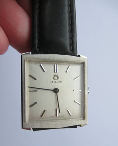 Vintage Square Face Milus Manual Wind Wrist Watch 1970s