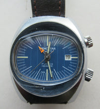 Load image into Gallery viewer, 1970s Vintage Space Age Memostar Wristwatch with blue face

