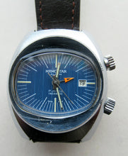 Load image into Gallery viewer, 1970s Vintage Space Age Memostar Wristwatch with blue face
