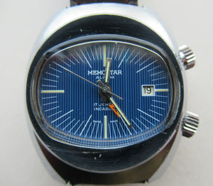 1970s Vintage Space Age Memostar Wristwatch with blue face