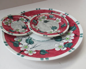 SCOTTISH POTTERY.  Vintage 1920s Hand Painted MAK MERRY Pottery. Set of Three Plates