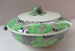 1930s Bough Pottery Lidded Tureen Richard Amour Green Japanese Cloud Pattern