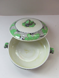 1930s Bough Pottery Lidded Tureen Richard Amour Green Japanese Cloud Pattern