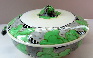 1930s Bough Pottery Lidded Tureen Richard Amour Green Japanese Cloud Pattern