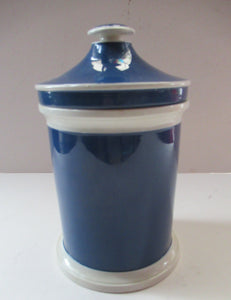 Antique Blue and White Ceramic Chemist Apothecary Lidded Pot