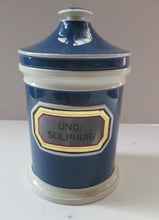 Load image into Gallery viewer, Antique Blue and White Ceramic Chemist Apothecary Lidded Pot

