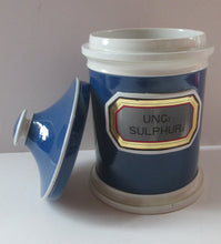 Load image into Gallery viewer, Antique Blue and White Ceramic Chemist Apothecary Lidded Pot

