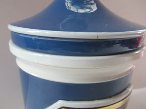 Antique Blue and White Ceramic Chemist Apothecary Lidded Pot