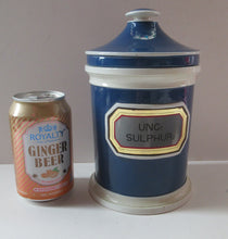 Load image into Gallery viewer, Antique Blue and White Ceramic Chemist Apothecary Lidded Pot
