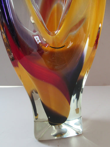 1960s Hineri Iwatsu Japanese Glass Handkerchief Vase