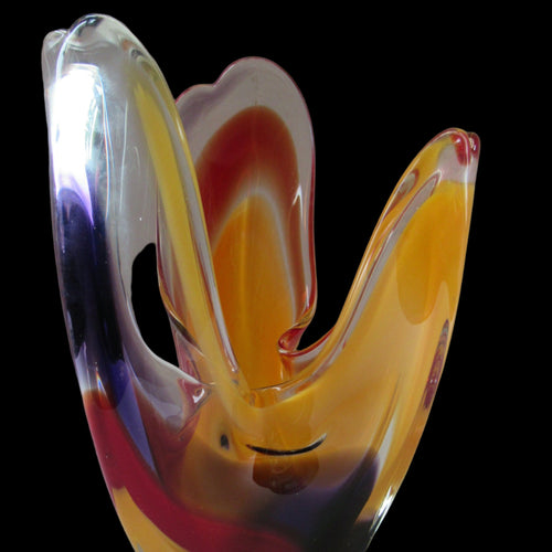 1960s Hineri Iwatsu Japanese Glass Handkerchief Vase