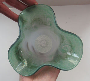 1950s Scottish Art Glass Vase by Vasart Green