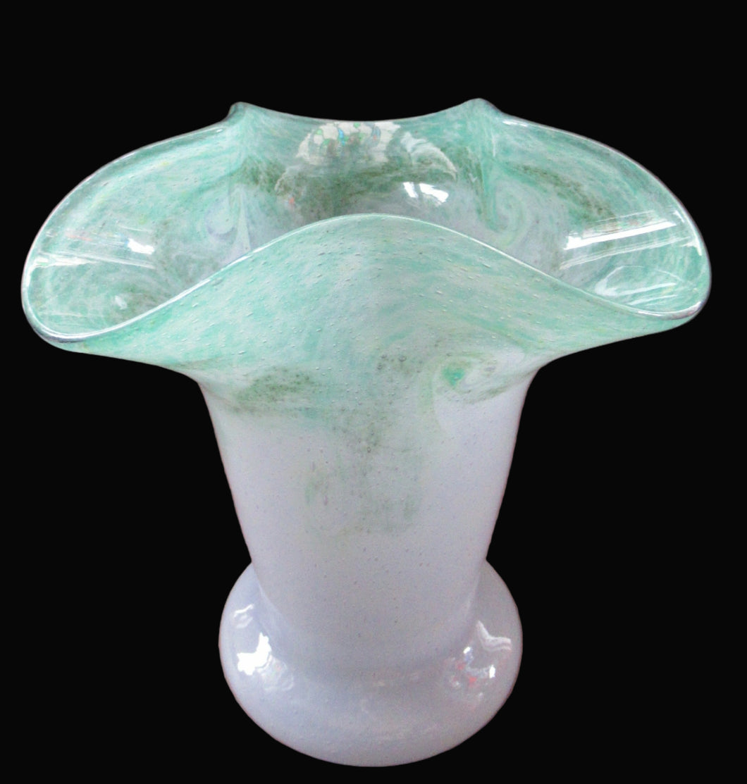 1950s Scottish Art Glass Vase by Vasart Green