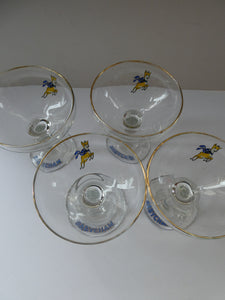 Four 1970s Babycham Coupe Shape Cocktail Glasses