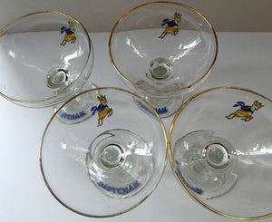 Four 1970s Babycham Coupe Shape Cocktail Glasses