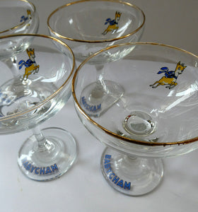 Four 1970s Babycham Coupe Shape Cocktail Glasses