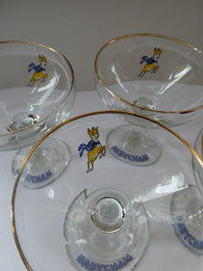 Four 1970s Babycham Coupe Shape Cocktail Glasses