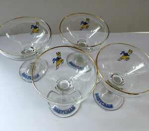 Four 1970s Babycham Coupe Shape Cocktail Glasses