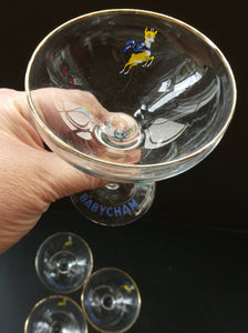 Four 1970s Babycham Coupe Shape Cocktail Glasses