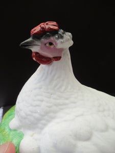 Antique Victorian WHITE Bisque Staffordshire Hen on Nest Covered Dish