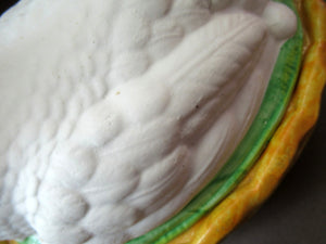 Antique Victorian WHITE Bisque Staffordshire Hen on Nest Covered Dish