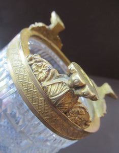 FRENCH (probably Baccarat) Cut Crystal Ice Pail with Gilt Bronze / Ormolu Mounts and Lion Paws Feet. 5 1/4 inches