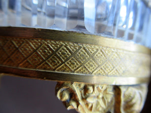 FRENCH (probably Baccarat) Cut Crystal Ice Pail with Gilt Bronze / Ormolu Mounts and Lion Paws Feet. 5 1/4 inches