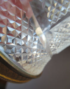 FRENCH (probably Baccarat) Cut Crystal Ice Pail with Gilt Bronze / Ormolu Mounts and Lion Paws Feet. 5 1/4 inches