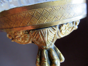 FRENCH (probably Baccarat) Cut Crystal Ice Pail with Gilt Bronze / Ormolu Mounts and Lion Paws Feet. 5 1/4 inches