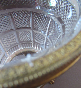 FRENCH (probably Baccarat) Cut Crystal Ice Pail with Gilt Bronze / Ormolu Mounts and Lion Paws Feet. 5 1/4 inches