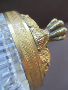 FRENCH (probably Baccarat) Cut Crystal Ice Pail with Gilt Bronze / Ormolu Mounts and Lion Paws Feet. 5 1/4 inches