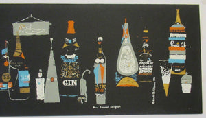 Genuine Vintage 1956 Serigraph or Silk Screenprint by RONALD JULIUS CHRISTENSEN. Entitled Bottles.