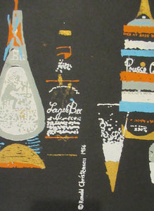 1950s American Screenprint by Ronald Julius Christensen Entitled Bottles