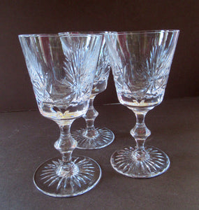 1980s  Edinurgh Crystal Wine Glasses. Star of Edinburgh Three at 6 inches