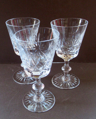 1980s  Edinurgh Crystal Wine Glasses. Star of Edinburgh Three at 6 inches