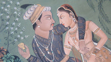 Load image into Gallery viewer, Mughal Style Indian Watercolour Painting on Paper. Romantic Couple Walking in a Garden
