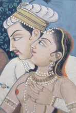 Load image into Gallery viewer, Antique Mughal Style Watercolour on Paper. Courting Couple in the Moonlight
