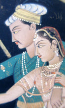 Load image into Gallery viewer, Antique Mughal Style Watercolour Painting. Couple in Moonlight with Firework Display
